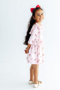 Load image into Gallery viewer, Winter Berries 3/4 Sleeve Ruffle Twirl Dress