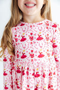 Load image into Gallery viewer, Candy Cane Ballet L/S Ruffle Hem Twirl Dress