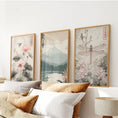 Load image into Gallery viewer, Japandi Style Set of 3 Wall Art. Floral and Mountain Prints