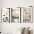 Load image into Gallery viewer, Japandi Style Set of 3 Wall Art. Floral and Mountain Prints