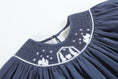 Load image into Gallery viewer, Navy Blue Nativity Long Sleeve Smocked Bishop Dress