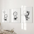 Load image into Gallery viewer, Black White Gender-Neutral Nursery Art Set. Lion Tiger Zebra