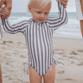 Load image into Gallery viewer, Girl's Long Sleeve Swimsuit | Olive Stripe