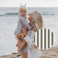 Load image into Gallery viewer, Girl's Long Sleeve Swimsuit | Olive Stripe