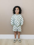 Load image into Gallery viewer, Organic Cotton Checkered Crewneck & Shorts Set