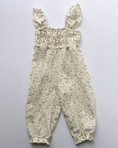 Load image into Gallery viewer, Paisley Smocked Ruffle Jumpsuit - White with Green Leaves