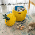 Load image into Gallery viewer, Pineapple Rattan Storage Basket Yellow - Medium