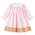 Load image into Gallery viewer, Pink and Orange Gingham Boo Smocked Bishop Dress