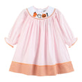 Load image into Gallery viewer, Pink and Orange Gingham Boo Smocked Bishop Dress
