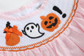 Load image into Gallery viewer, Pink and Orange Gingham Boo Smocked Dress and Bloomer Set
