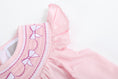 Load image into Gallery viewer, Pink and White Bows Smocked Bishop Dress