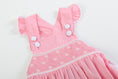 Load image into Gallery viewer, Pink and White Flower Smocked Ruffle Romper