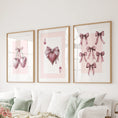 Load image into Gallery viewer, Coquette Cherry Wall Art Set of 3. Pink Romantic Decor