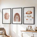 Load image into Gallery viewer, Minimalist Baby Room Wall Art Set of 3. Earthy Rainbow Theme