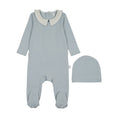 Load image into Gallery viewer, Printed Collar Footie-Dusty Blue