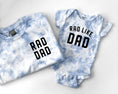Load image into Gallery viewer, Tie Dye Rad Dad and Rad Like Dad Matching Tees and Baby Bodysuits