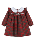 Load image into Gallery viewer, Red Christmas Plaid Colllared Ruffle Dress