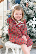 Load image into Gallery viewer, Red Christmas Plaid Colllared Ruffle Dress