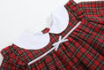 Load image into Gallery viewer, Red Christmas Plaid Colllared Ruffle Dress