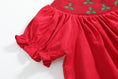 Load image into Gallery viewer, Red Corduroy Mistletoe Smocked Bishop Dress