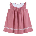 Load image into Gallery viewer, Red Gingham Baseball Smocked Bishop Dress