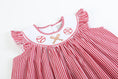 Load image into Gallery viewer, Red Gingham Baseball Smocked Bishop Dress