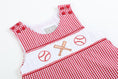 Load image into Gallery viewer, Red Gingham Baseball Smocked Shortalls