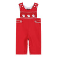 Load image into Gallery viewer, Red & White Santa Smocked Overalls