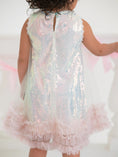 Load image into Gallery viewer, Iridescent Sequin Bow Ruffle Tulle Girls Dress