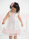 Load image into Gallery viewer, Iridescent Sequin Bow Ruffle Tulle Girls Dress