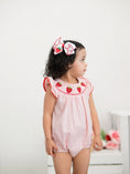 Load image into Gallery viewer, Baby Girls Strawberry Plaid Smocked Romper