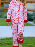 Load image into Gallery viewer, Bow Girls Pajama Set with Furry Trim