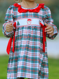 Load image into Gallery viewer, Christmas Embroidery Smocking Bow Plaid Girls Dress