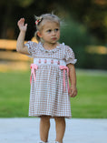 Load image into Gallery viewer, Christmas Vintage-Style Plaid Dress with Embroidered Gingerbread and Bows