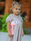 Load image into Gallery viewer, Christmas Vintage-Style Plaid Dress with Embroidered Gingerbread and Bows