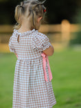 Load image into Gallery viewer, Christmas Vintage-Style Plaid Dress with Embroidered Gingerbread and Bows