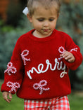Load image into Gallery viewer, Mom and Me Winter Christmas Red "merry" Pullover Sweater