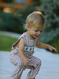 Load image into Gallery viewer, Christmas Vintage-Style Plaid Embroidered Gingerbread and Bows Boy Romper