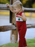 Load image into Gallery viewer, Christmas Tree Dog Smocking Embroidered Baby Boys Romper
