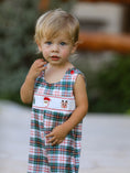 Load image into Gallery viewer, Christmas Jonjon Plaid Smocking Embroidered Boys Romper