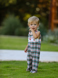 Load image into Gallery viewer, Christmas Jonjon Plaid Smocking Embroidered Boys Romper
