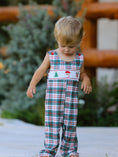 Load image into Gallery viewer, Christmas Jonjon Plaid Smocking Embroidered Boys Romper