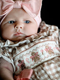 Load image into Gallery viewer, Christmas Vintage-Style Plaid Embroidered Gingerbread and Bows Girls Romper