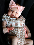 Load image into Gallery viewer, Christmas Vintage-Style Plaid Embroidered Gingerbread and Bows Girls Romper