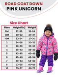 Load image into Gallery viewer, Car Seat Coat | The Road Coat Down - Unicorn Print