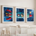 Load image into Gallery viewer, Outer Space Kids Wall Art. Rocket and Stars Nursery Prints