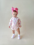 Load image into Gallery viewer, Hooded Bubble Romper | Pink Bolts