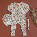 Load image into Gallery viewer, Dusty Pink Floral Baby Pajamas | Ruffle Zipper Romper