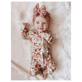 Load image into Gallery viewer, Dusty Pink Floral Baby Pajamas | Ruffle Zipper Romper