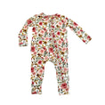 Load image into Gallery viewer, Dusty Pink Floral Baby Pajamas | Ruffle Zipper Romper